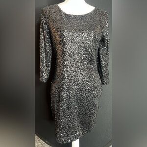Express black Sequin Long Sleeve Dress